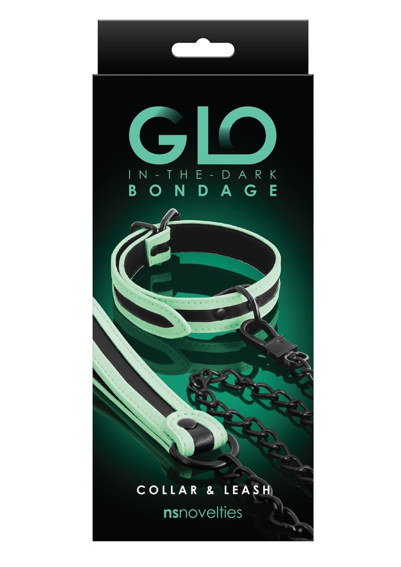 Load image into Gallery viewer, Glo Bondage Glow In The Dark Collar and Leash - Glow In The Dark/Green
