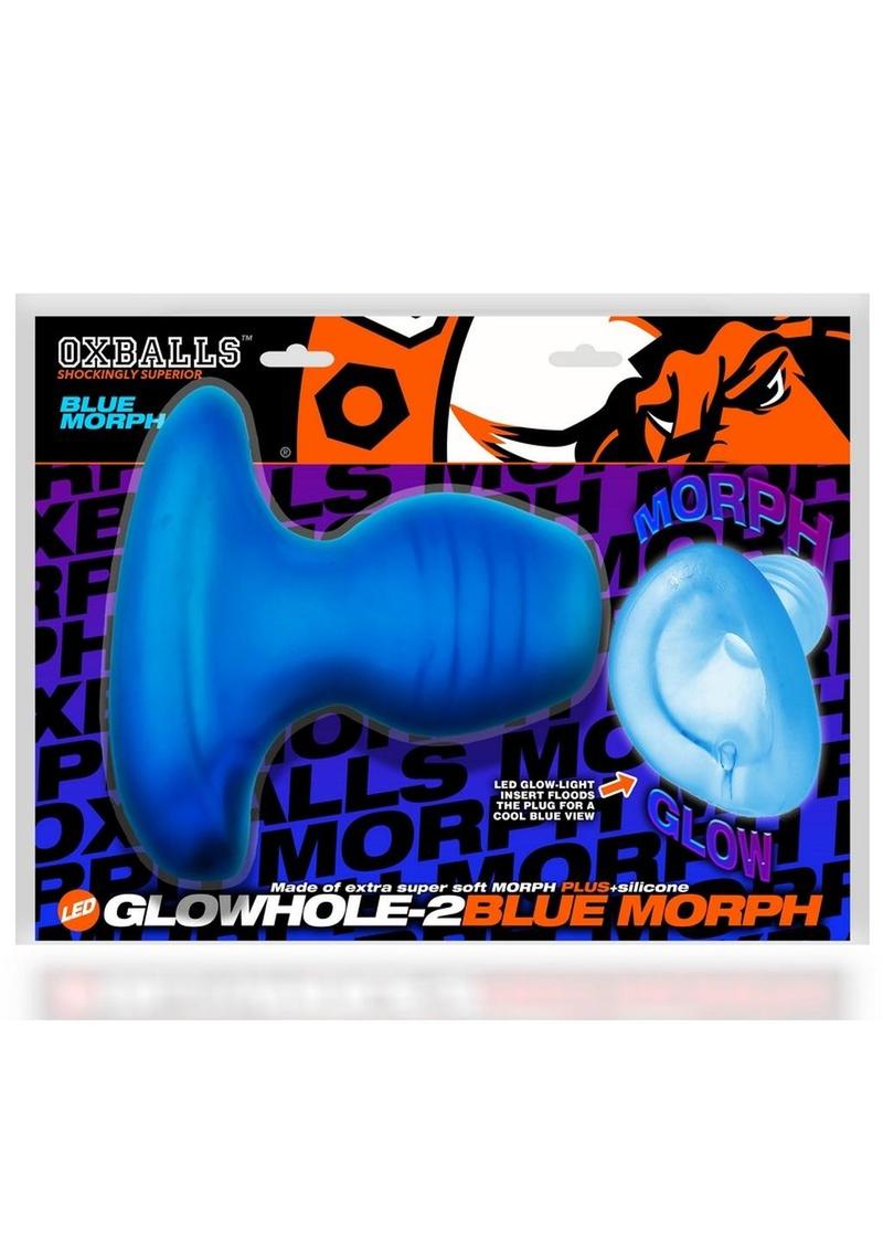 Load image into Gallery viewer, Glowhole 2 Hollow Buttplug with Led Insert - Large - Blue Morph - Blue - Large
