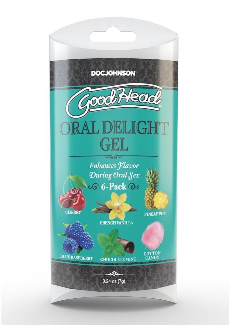 Load image into Gallery viewer, Goodhead Oral Delight Gel .24oz (6 Pack) - Assorted Blue Raspberry, Cherry, Chocolate Mint, Cotton Candy, French Vanilla, Pineapple
