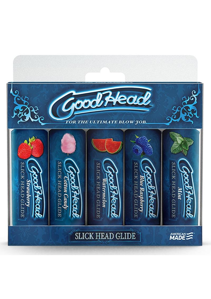 Load image into Gallery viewer, Goodhead Slick Head Glide Water Based Flavored Lubricants 5pc Set Assorted Flavors
