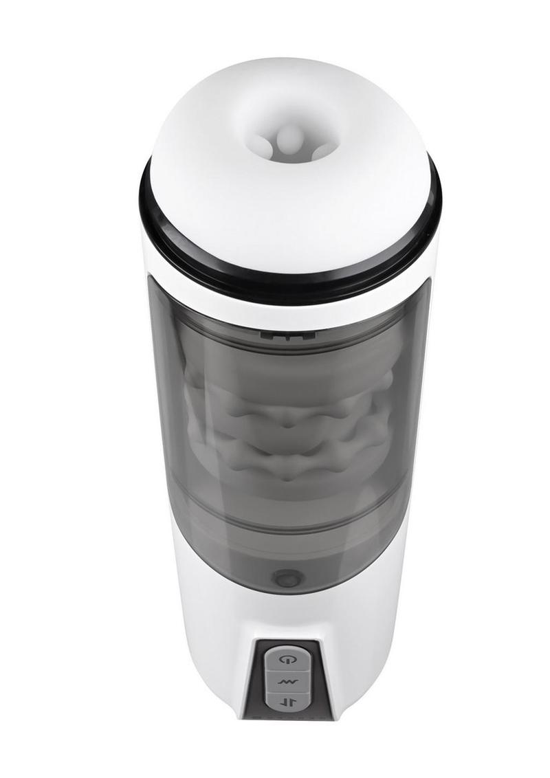 Load image into Gallery viewer, Gx Get Your Stroke On Rechargeable Silicone Thrusting Stroker - White
