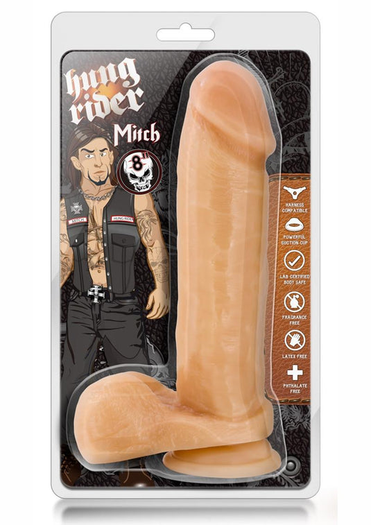 Hung Rider Mitch Dildo with Balls - Flesh/Vanilla - 8in