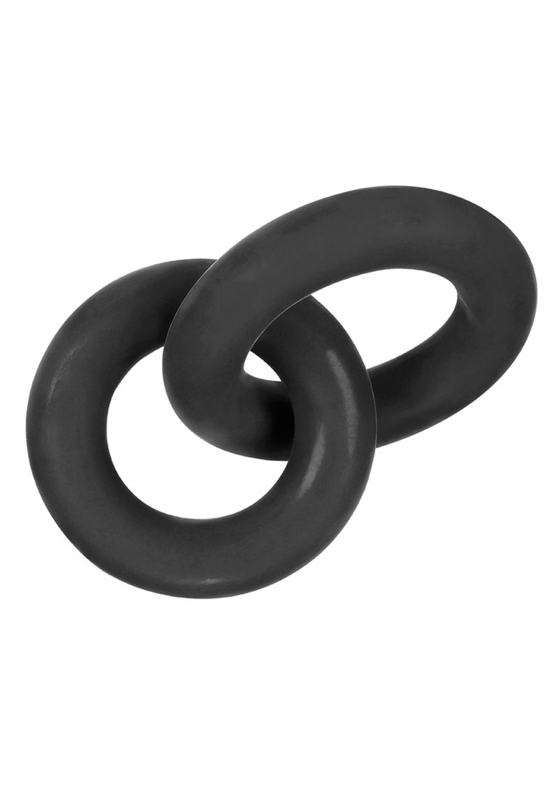 Load image into Gallery viewer, Hunkyjunk Duo Silicone Double Cock Ring - Black
