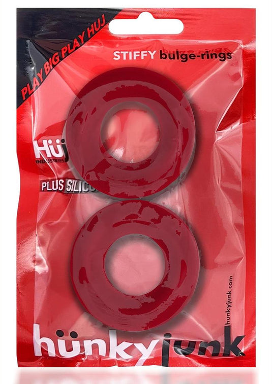 Hunkyjunk Stiffy Bulge Silicone Cock Rings - Cherry Ice/Red - 2 Pack