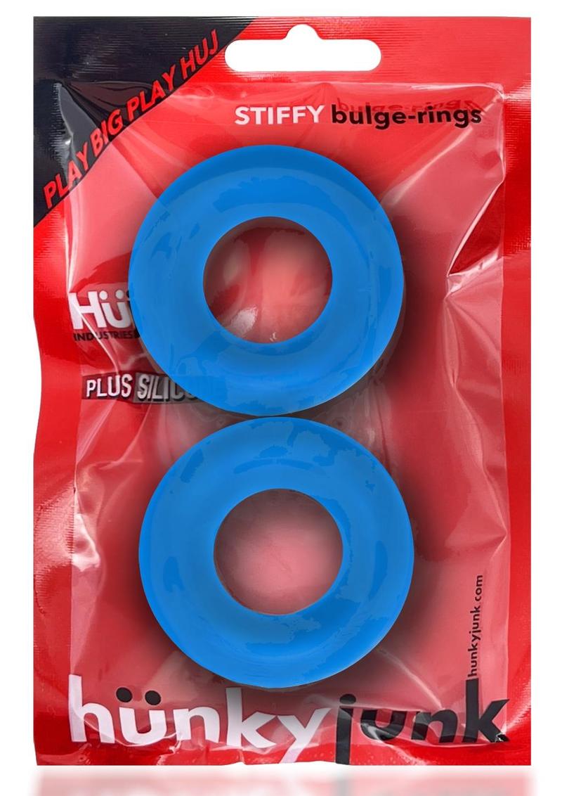 Load image into Gallery viewer, Hunkyjunk Stiffy Bulge Silicone Cock Rings - Blue/Teal Ice - 2 Pack
