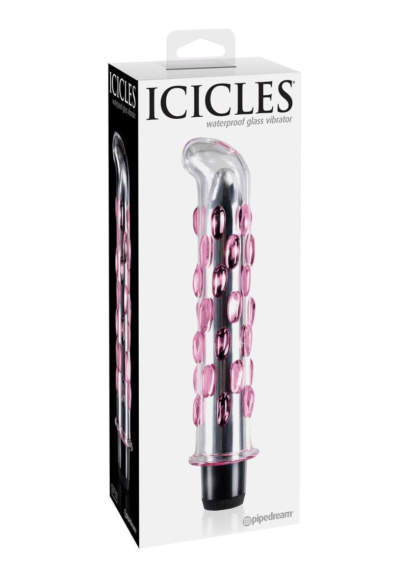 Load image into Gallery viewer, Icicles No 19 Textured Glass G-Spot Vibrator - Clear/Pink
