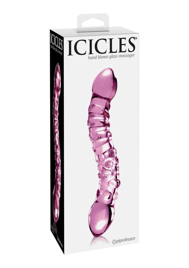 Load image into Gallery viewer, Icicles No. 55 Double-Sided Textured Glass Dildo - Pink - 9in
