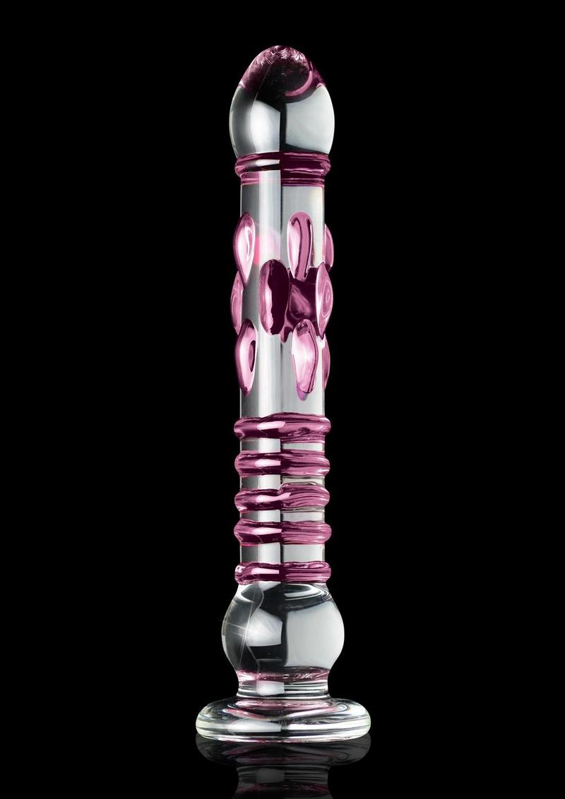 Load image into Gallery viewer, Icicles No. 6 Textured Glass Dildo - Clear/Pink - 8.5in
