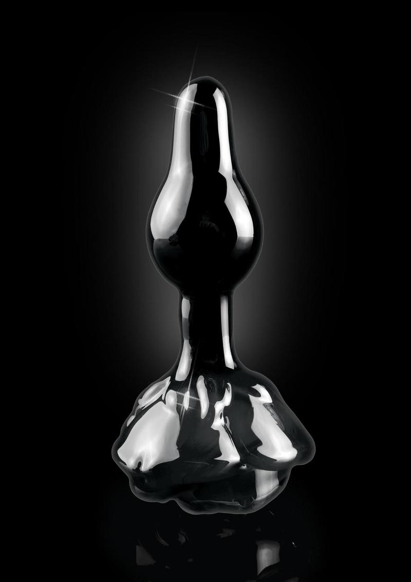 Load image into Gallery viewer, Icicles No 77 Flower Shaped Glass Anal Plug - Black
