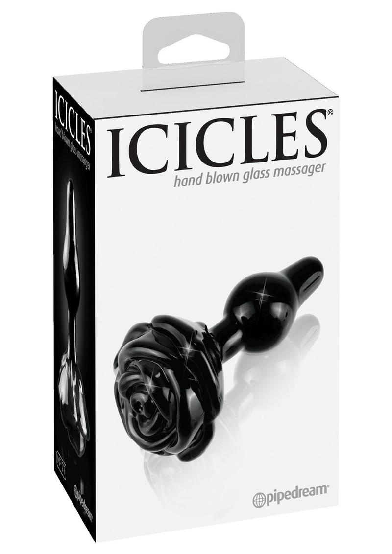 Load image into Gallery viewer, Icicles No 77 Flower Shaped Glass Anal Plug - Black
