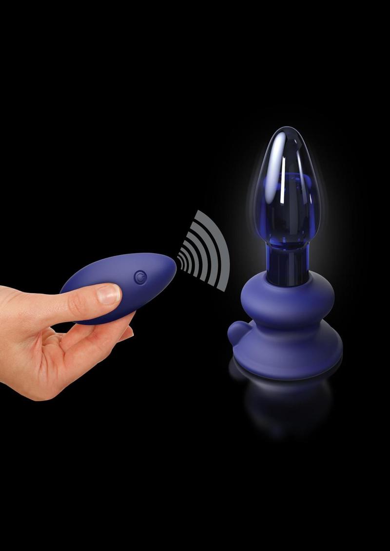 Load image into Gallery viewer, Icicles No. 85 Rechargeable Glass Tapered Plug with Remote Control - Blue
