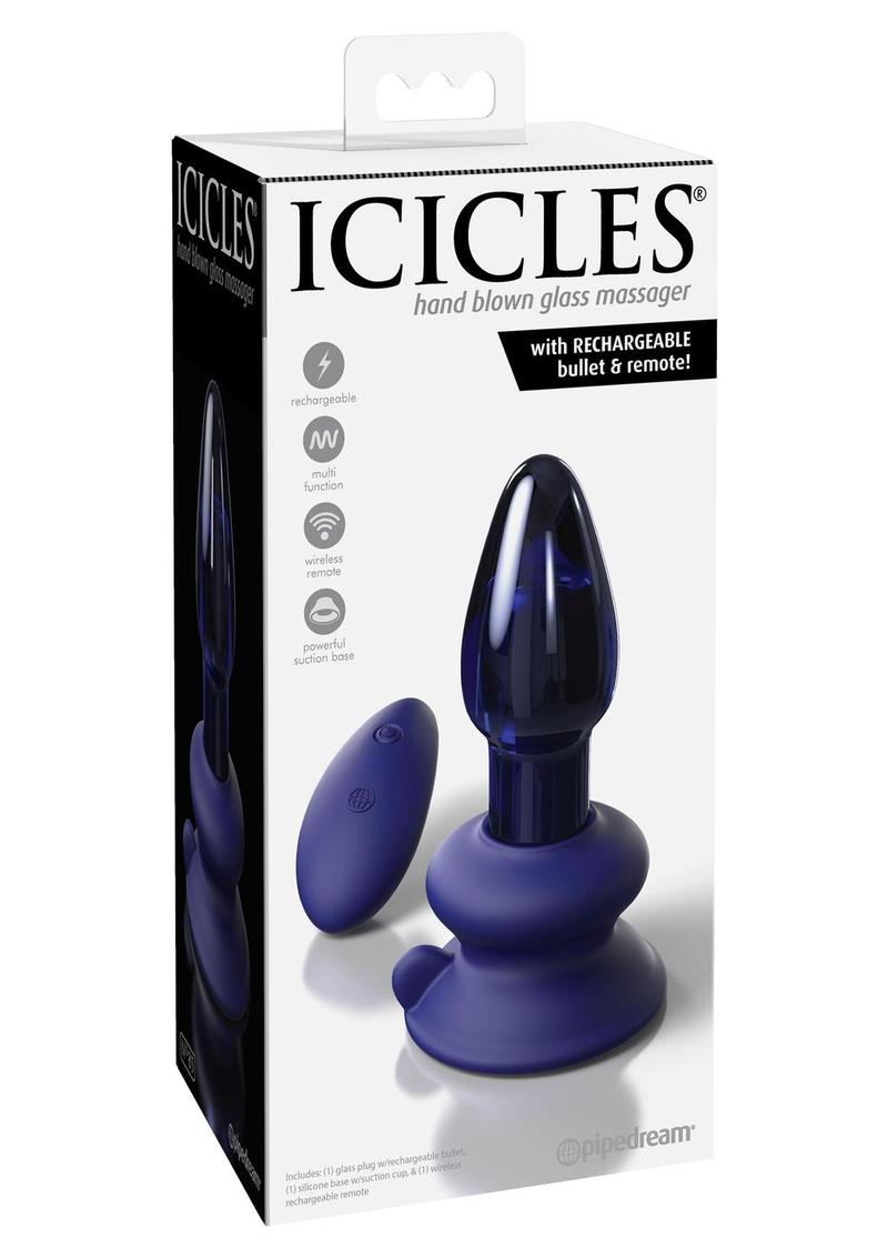 Load image into Gallery viewer, Icicles No. 85 Rechargeable Glass Tapered Plug with Remote Control - Blue
