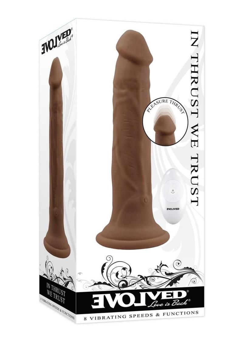 Load image into Gallery viewer, In Thrust We Trust Rechargeable Silicone Dildo with Remote - Chocolate
