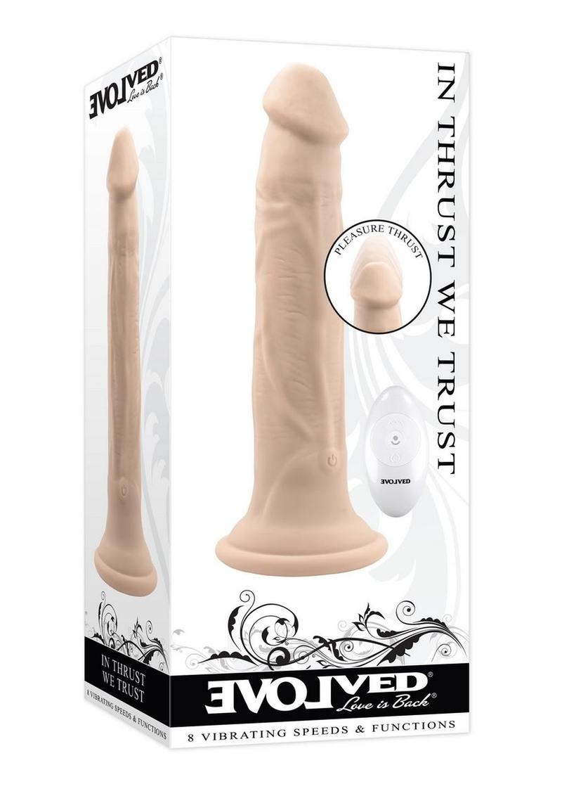 Load image into Gallery viewer, In Thrust We Trust Rechargeable Silicone Dildo with Remote - Vanilla
