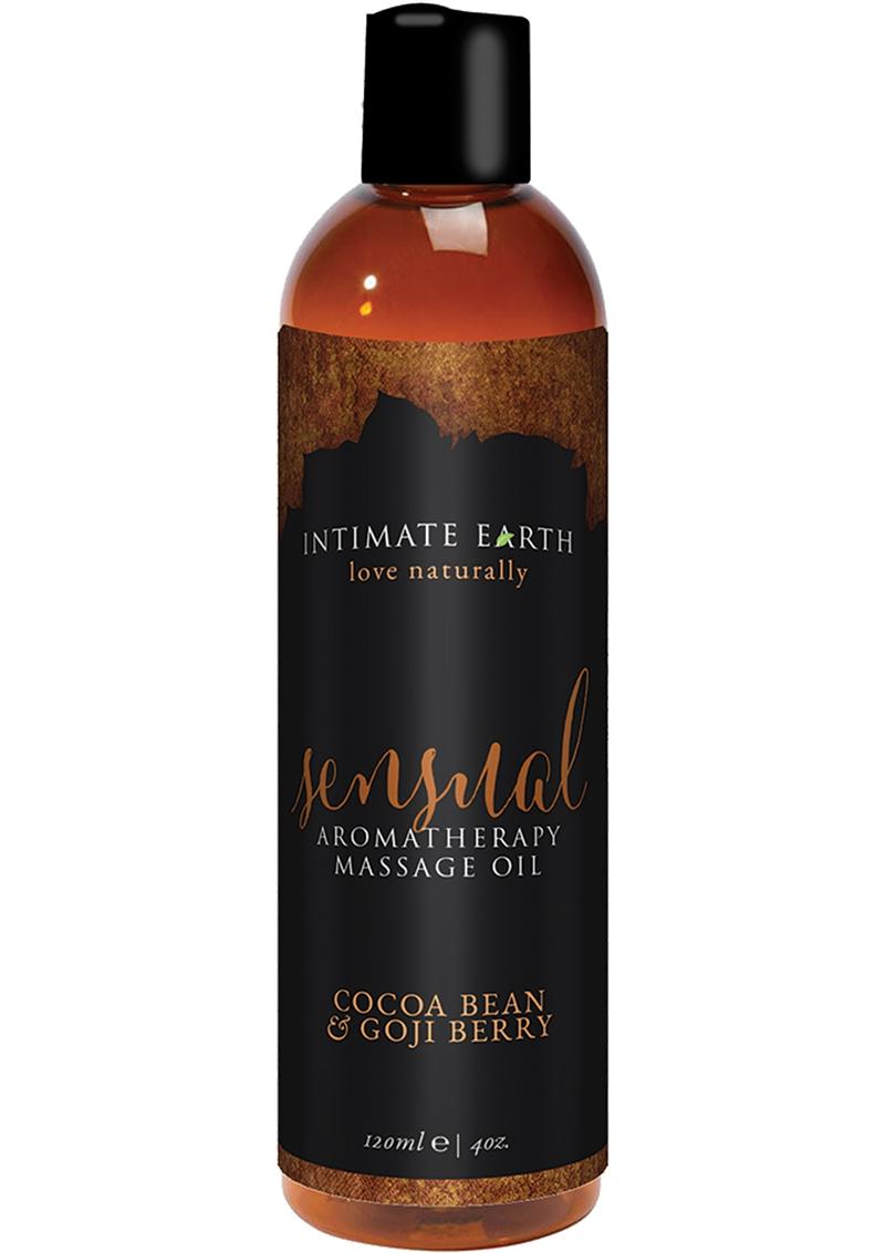 Load image into Gallery viewer, Intimate Earth Sensual Aromatherapy Massage Oil Cocoa Bean and Goji Berry - 4oz
