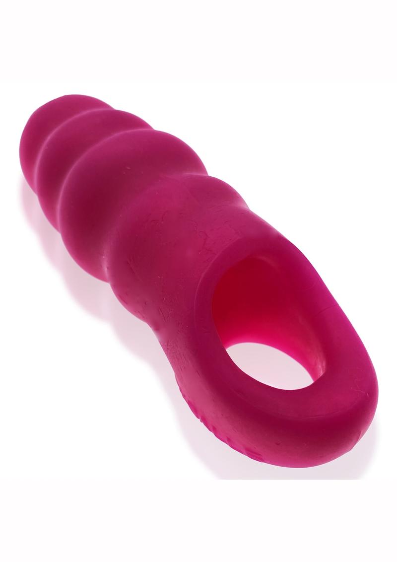 Load image into Gallery viewer, Invader Rippled Open-Ended Silicone Cocksheath Extender - Frost/Pink
