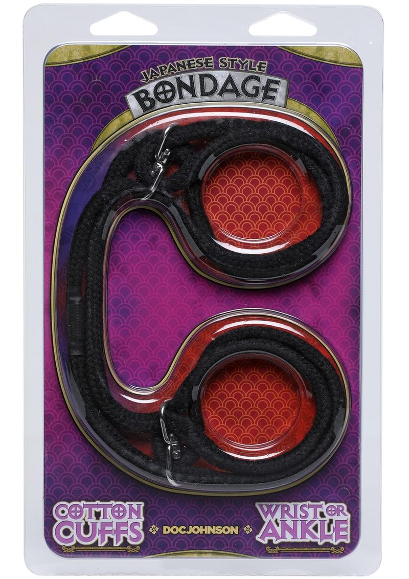 Load image into Gallery viewer, Japanese Style Bondage Cotton Cuffs - Black
