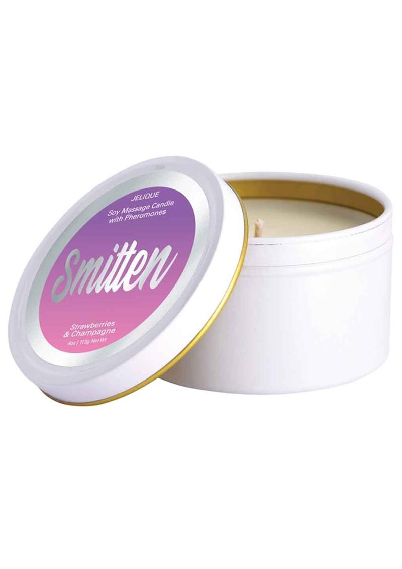 Load image into Gallery viewer, Jelique Massage Candle Pheromone Smitten Strawberry and Champagne - 4oz

