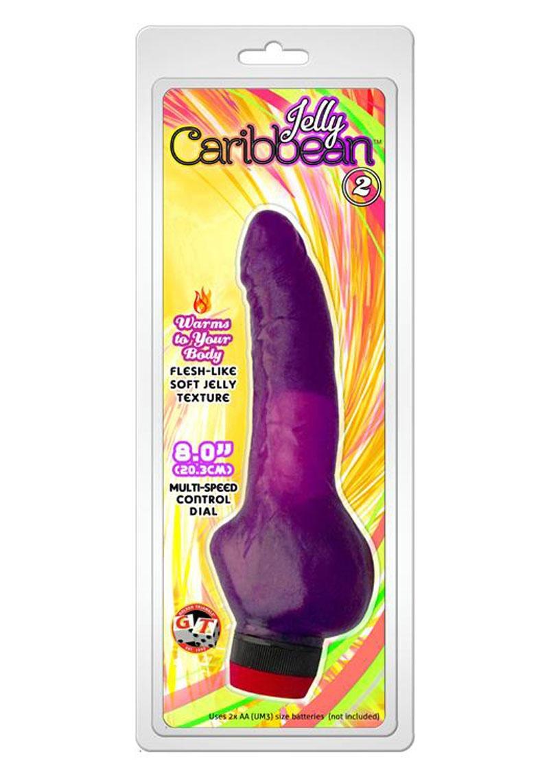 Load image into Gallery viewer, Jelly Caribbean Number 2 Jelly Vibrator - Purple - 8in
