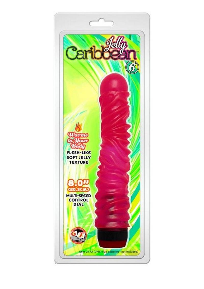 Load image into Gallery viewer, Jelly Caribbean Number 6 Vibrator - Purple/Red - 8in
