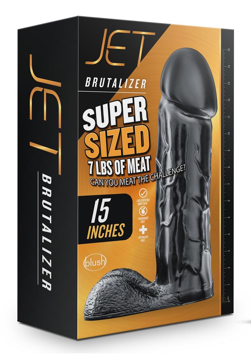 Load image into Gallery viewer, Jet Brutalizer Dildo with Balls - Black - XLarge - 15in
