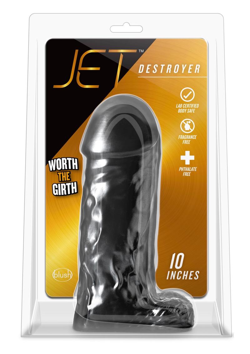 Load image into Gallery viewer, Jet Destroyer Dildo with Balls 10in - Carbon Metallic - Black
