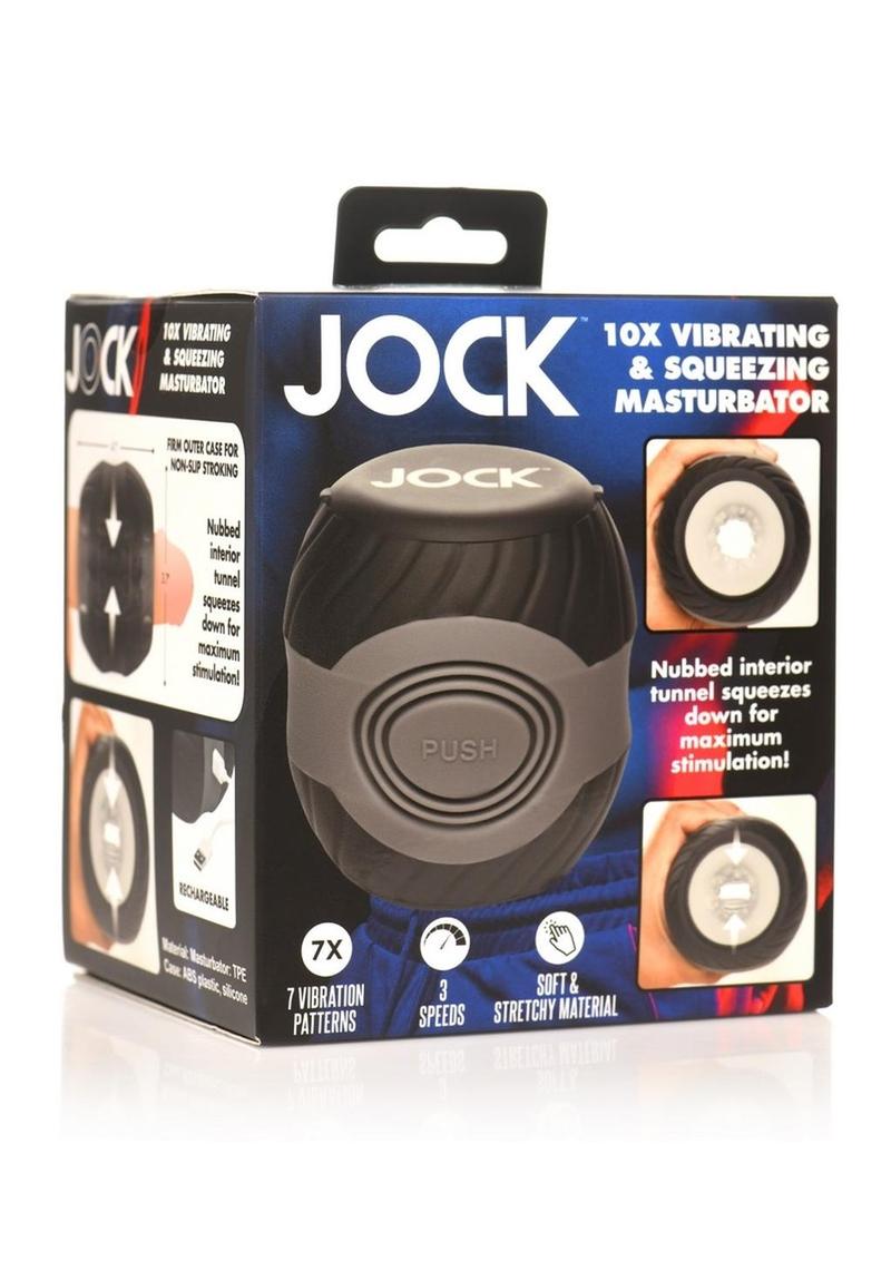 Load image into Gallery viewer, Jock 10x Vibrating and Squeezing Masturbator - Black/Clear/Grey
