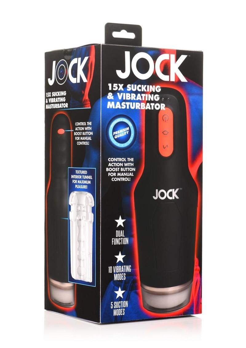 Load image into Gallery viewer, Jock 15x Sucking and Vibrating Rechargeable Masturbator - Black
