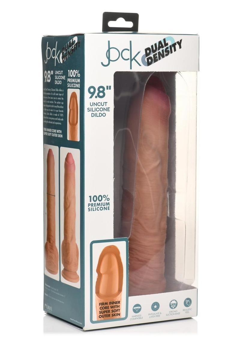 Load image into Gallery viewer, Jock Dual Density Uncut Dildo with Balls - Caramel - 9.8in
