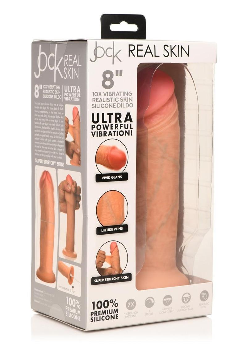 Load image into Gallery viewer, Jock Real Skin Vibrating Silicone Dildo - Vanilla - 8in
