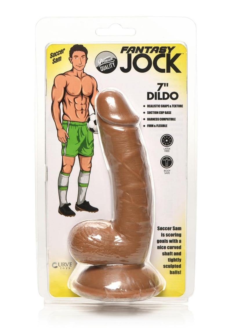 Load image into Gallery viewer, Jock Soccar Sam Dildo with Balls - Caramel - 7in

