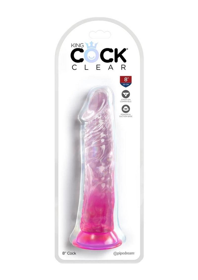 Load image into Gallery viewer, King Cock Clear Dildo - Clear/Pink - 8in
