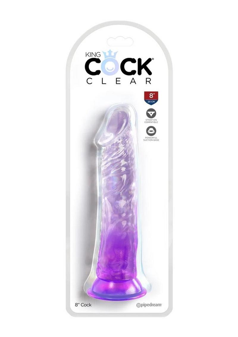 Load image into Gallery viewer, King Cock Clear Dildo - Clear/Purple - 8in

