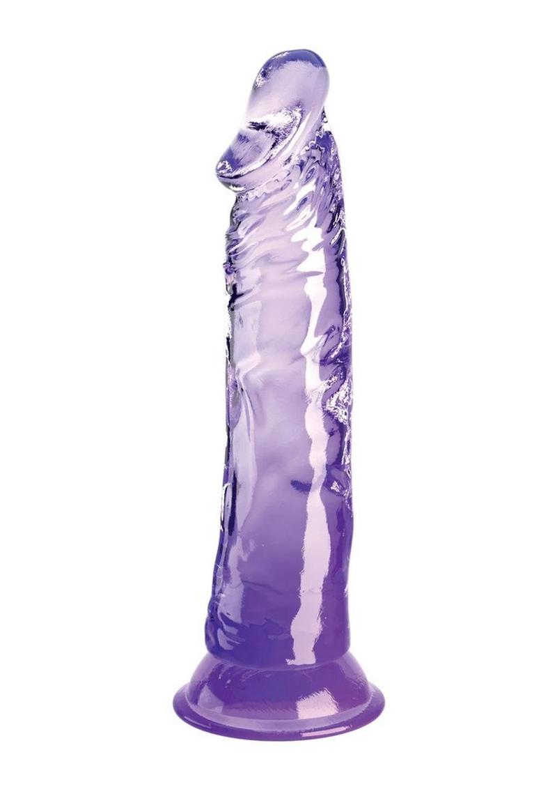 Load image into Gallery viewer, King Cock Clear Dildo - Clear/Purple - 8in
