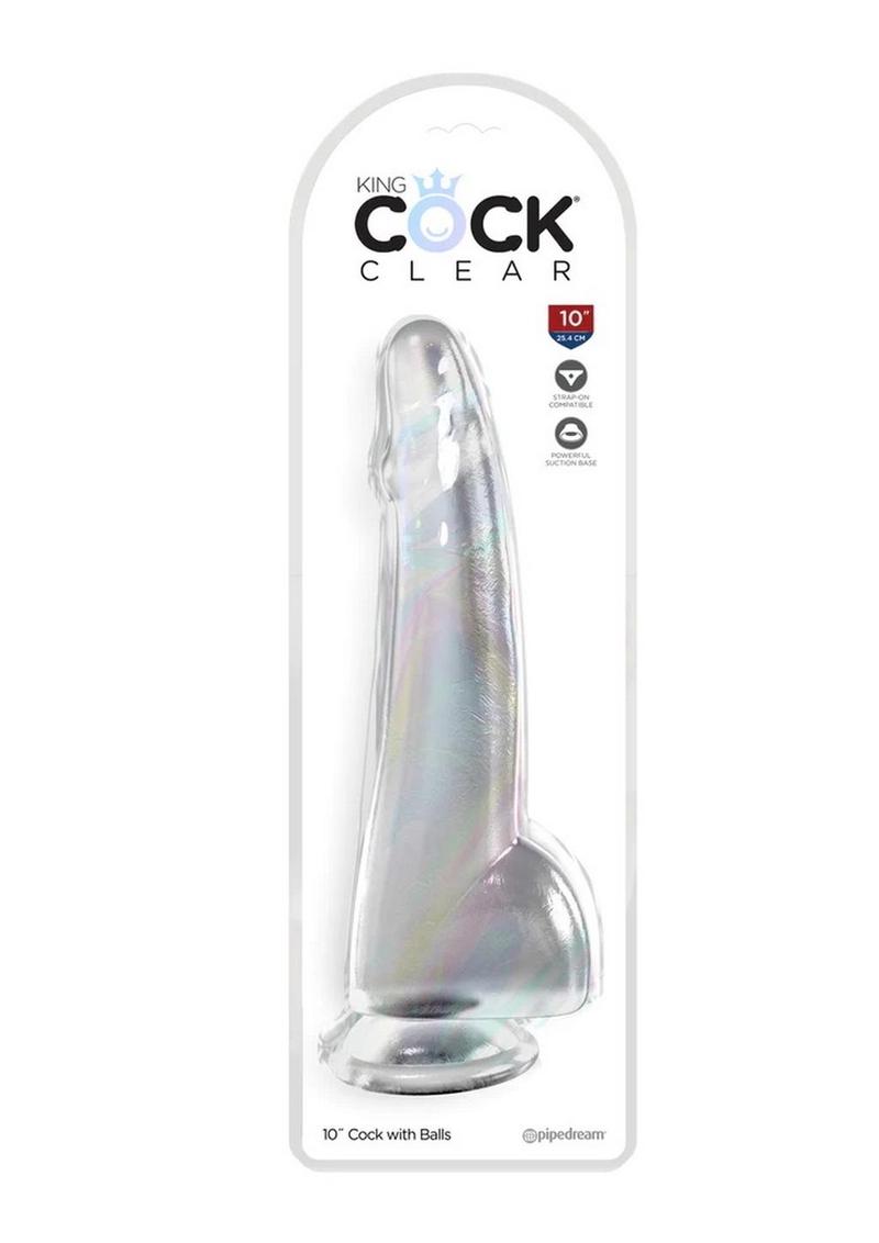 Load image into Gallery viewer, King Cock Clear Dildo with Balls - Clear - 10in
