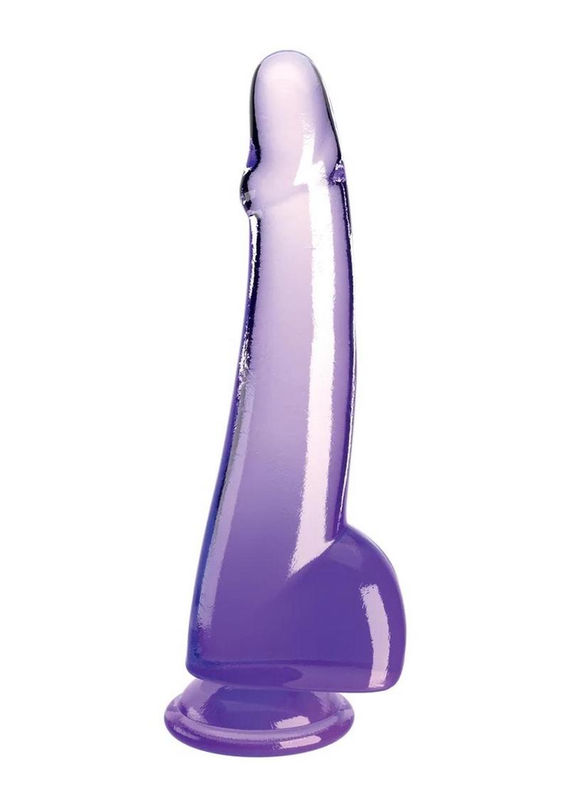 Load image into Gallery viewer, King Cock Clear Dildo with Balls - Clear/Purple - 10in
