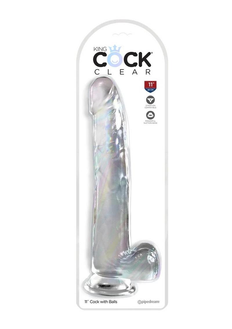 Load image into Gallery viewer, King Cock Clear Dildo with Balls - Clear - 11in
