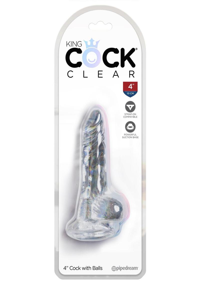 Load image into Gallery viewer, King Cock Dildo with Balls - Clear - 4in
