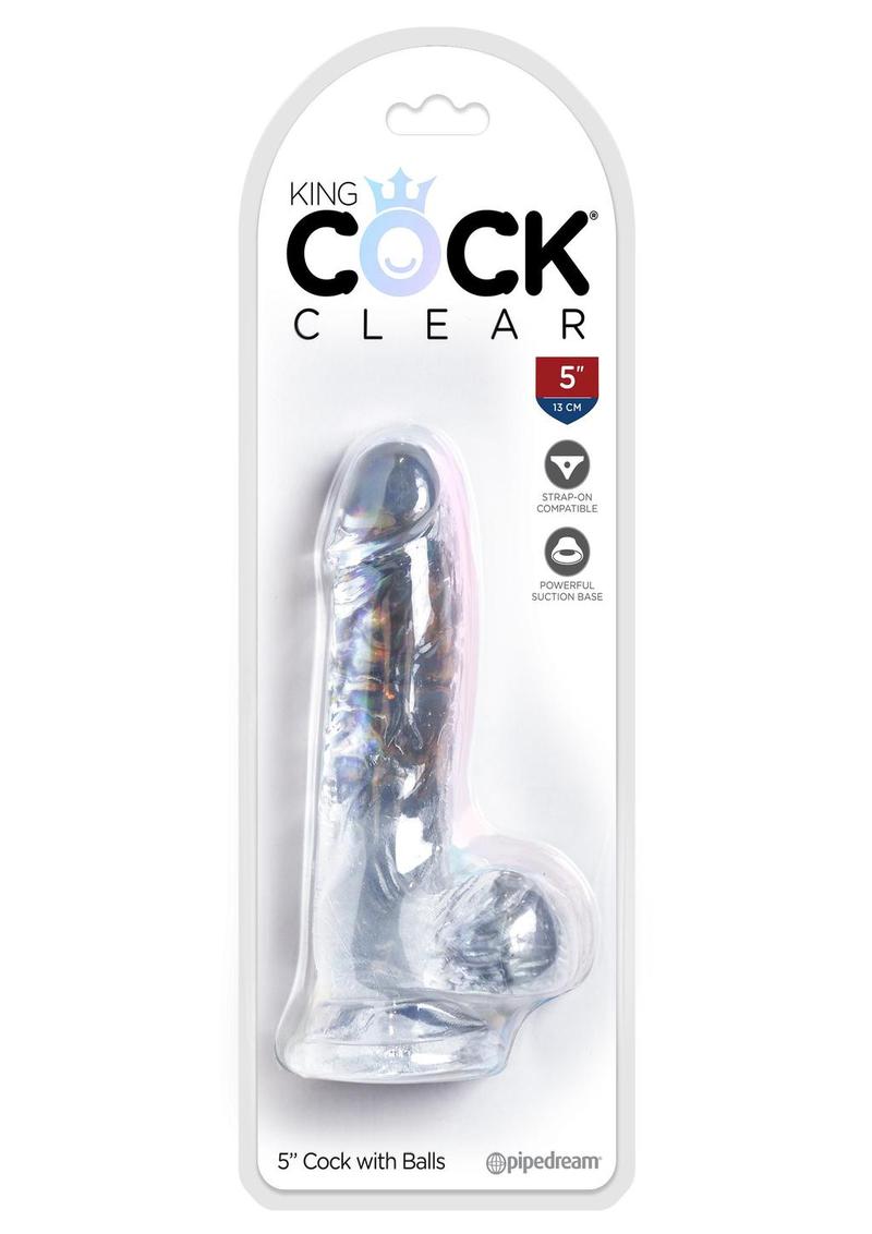 Load image into Gallery viewer, King Cock Dildo with Balls - Clear - 5in
