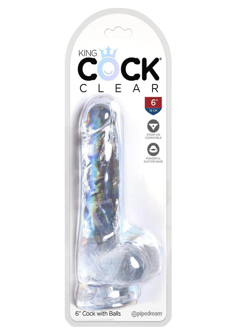 Load image into Gallery viewer, King Cock Dildo with Balls - Clear - 6in
