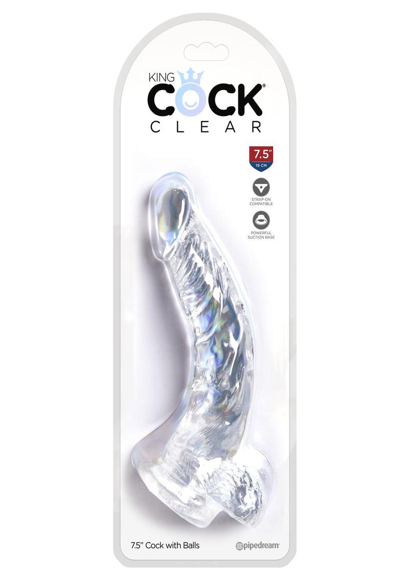 Load image into Gallery viewer, King Cock Dildo with Balls - Clear - 7.5in
