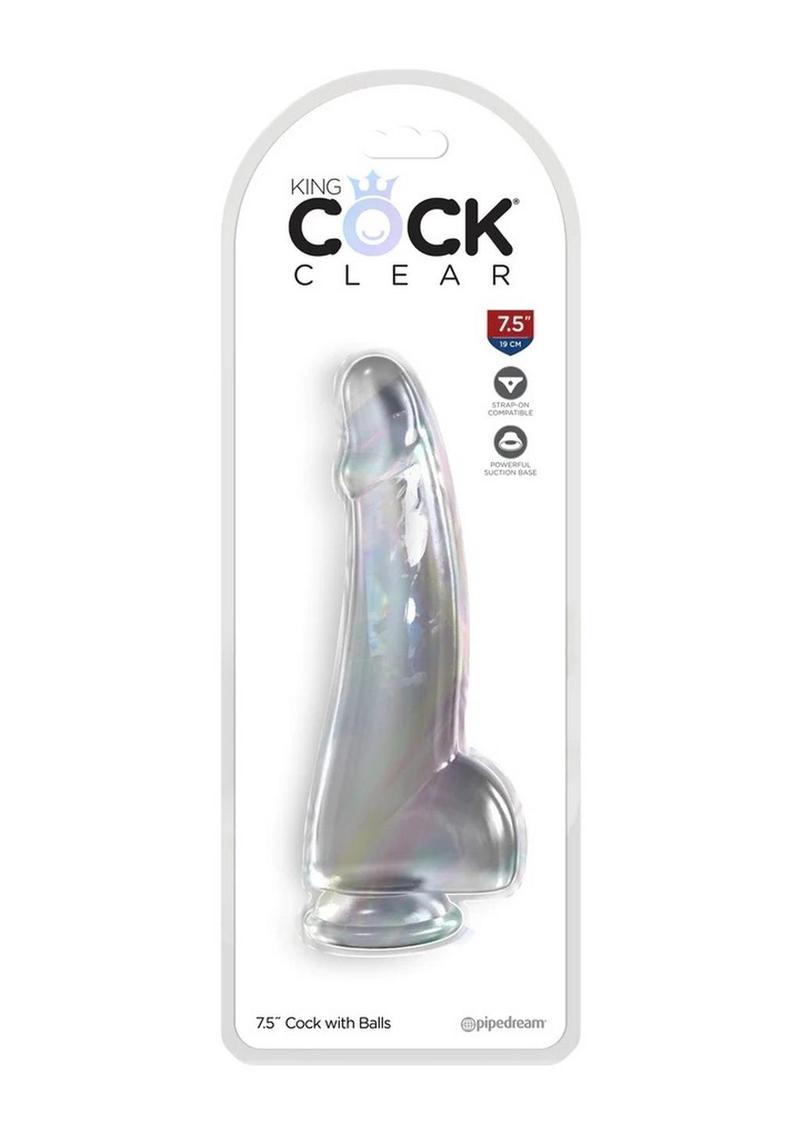 Load image into Gallery viewer, King Cock Clear Dildo with Balls - Clear - 7.5in
