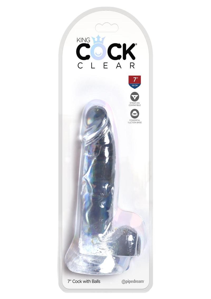 Load image into Gallery viewer, King Cock Dildo with Balls - Clear - 7in

