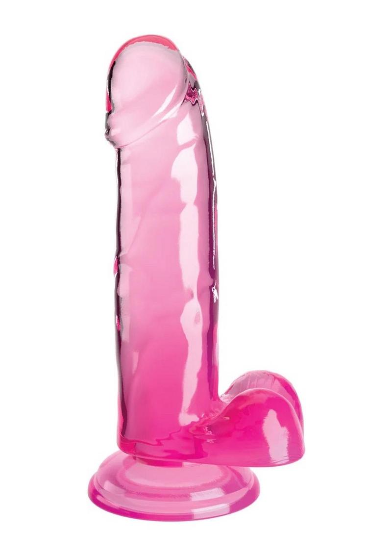 Load image into Gallery viewer, King Cock Clear Dildo with Balls - Clear/Pink - 7in
