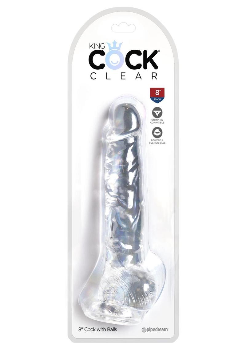 Load image into Gallery viewer, King Cock Dildo with Balls - Clear - 8in
