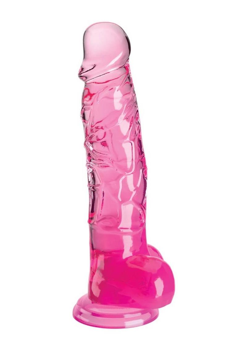 Load image into Gallery viewer, King Cock Clear Dildo with Balls - Clear/Pink - 8in
