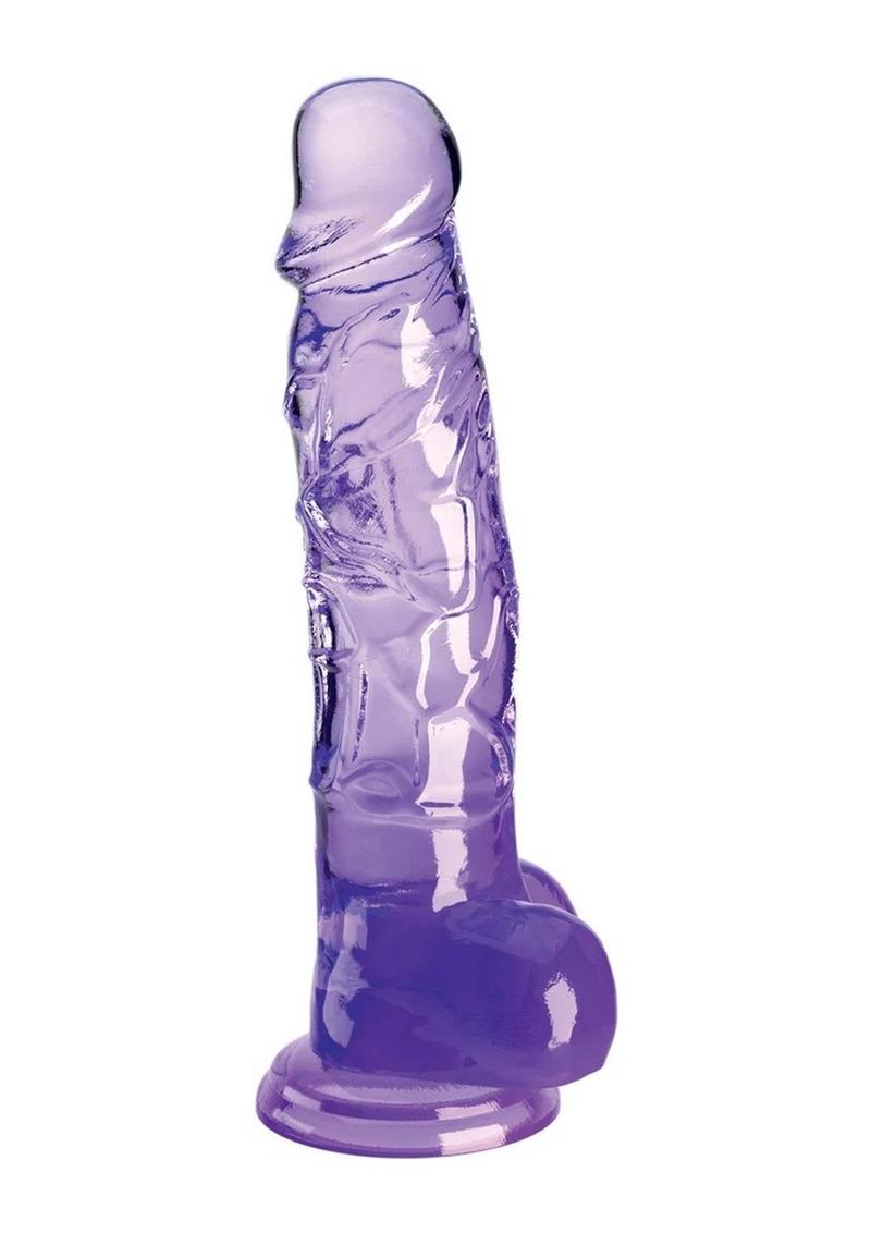 Load image into Gallery viewer, King Cock Clear Dildo with Balls - Clear/Purple - 8in
