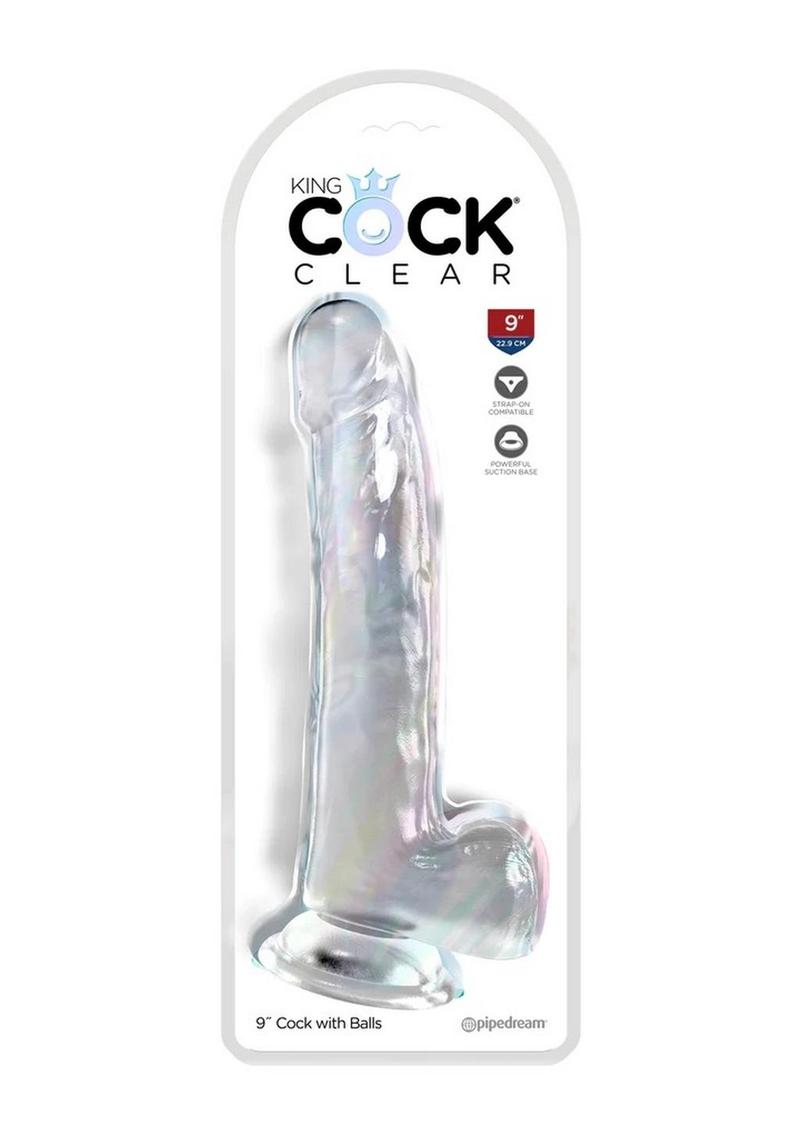 Load image into Gallery viewer, King Cock Clear Dildo with Balls - Clear - 9in
