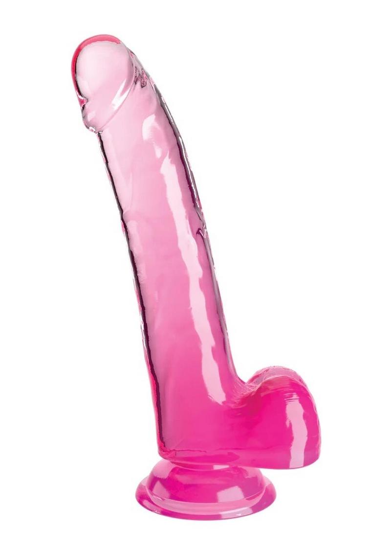 Load image into Gallery viewer, King Cock Clear Dildo with Balls - Clear/Pink - 9in

