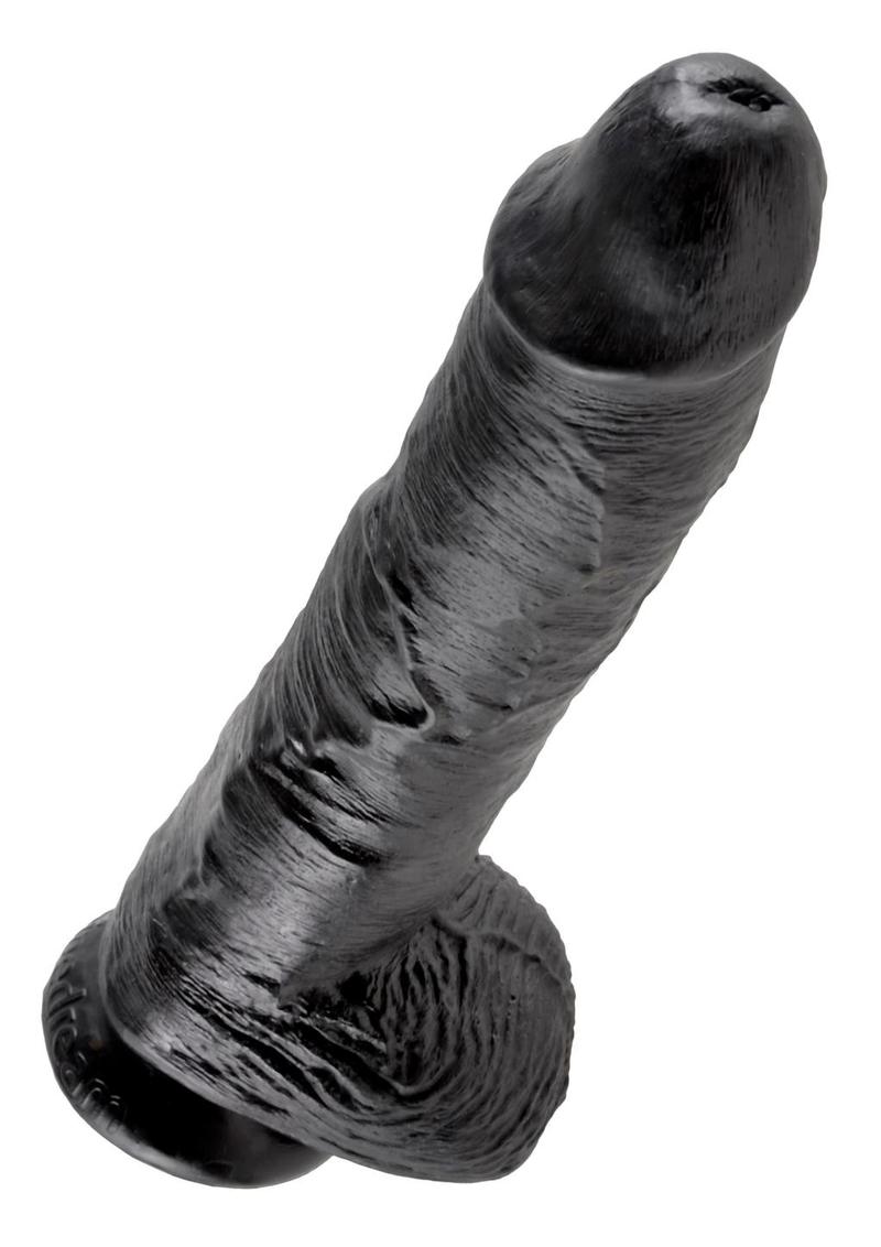 Load image into Gallery viewer, King Cock Dildo with Balls - Black - 10in
